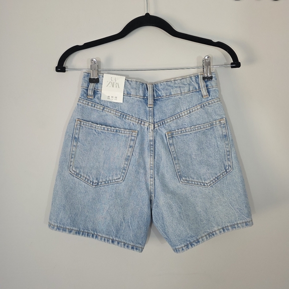 Zara High Rise Light Wash Denim Women's Shorts Size 0 NWT - Picture 5 of 9